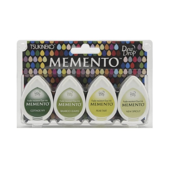 Tsukineko 4-Pack Assortment Memento Dew Drops Fade-Resistant Ink, Greenhouse - Picture 1 of 6